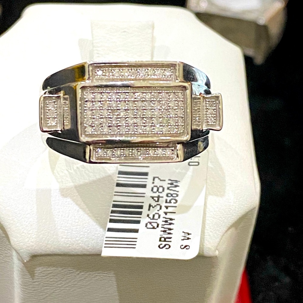 10k white gold vermeil Real Diamond men statement ring NOT CZ NOT MOISSANITE WOW